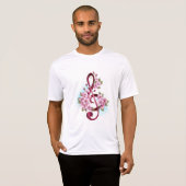 Musical treble clef notes with Sakura flowers T-shirt (Voorkant volledig)