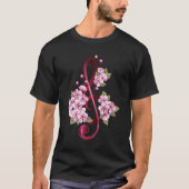 Musical treble clef notes with Sakura flowers T-shirt (Voorkant)