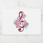 Musical treble clef notes with Sakura flowers Voedselcontainer Etiket (Enkel label)