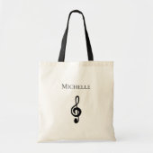 Musical Treble Clef Personalized Tote Bag (Voorkant)
