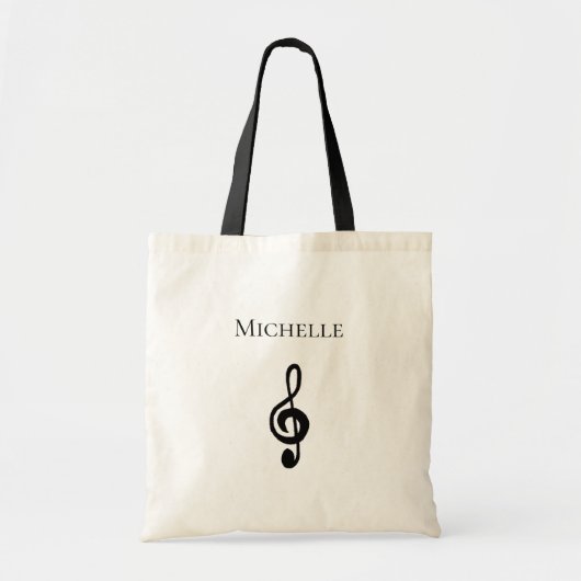 Musical Treble Clef Personalized Tote Bag (Voorkant)