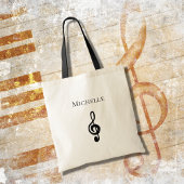 Musical Treble Clef Personalized Tote Bag