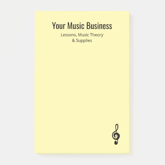 Musical Treble Clef Professioneel Muzikant Geel Post-it® Notes (Voorkant)