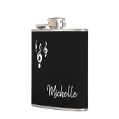 Musical Treble Clef Simple Black White Typografie Heupfles (Links)