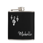 Musical Treble Clef Simple Black White Typografie Heupfles (Voorkant)