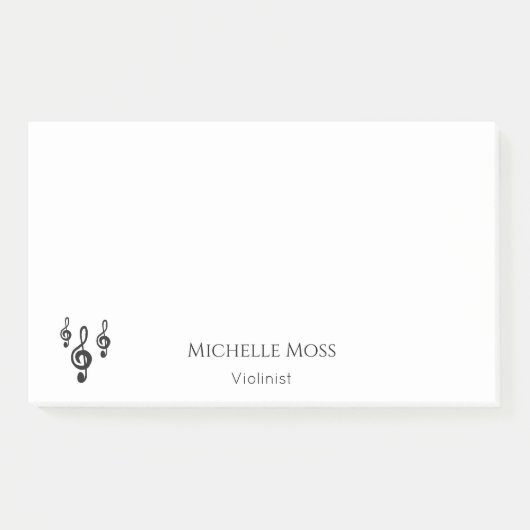 Musical Treble Clef Symbols Cute Black White Post-it® Notes (Voorkant)