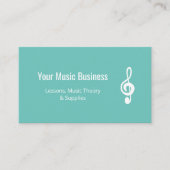 Musical Treble Clef Symbool QR code Blauwgroen Gro Visitekaartje (Voorkant)