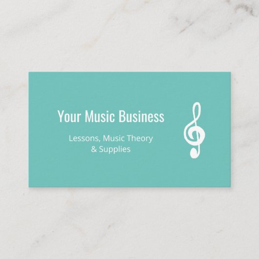 Musical Treble Clef Symbool QR code Blauwgroen Gro Visitekaartje (Voorkant)