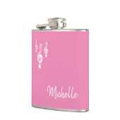 Musical Treble Clef Symbool Schattige roze Heupfles (Links)