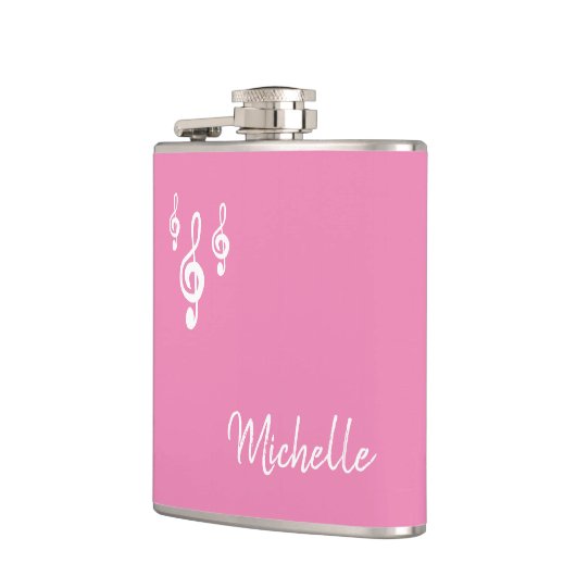 Musical Treble Clef Symbool Schattige roze Heupfles (Links)