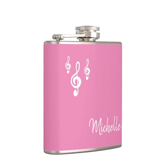 Musical Treble Clef Symbool Schattige roze Heupfles (Rechts)