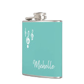 Musical Treble Clef Typography Trendy Blauwgroen G Heupfles (Links)