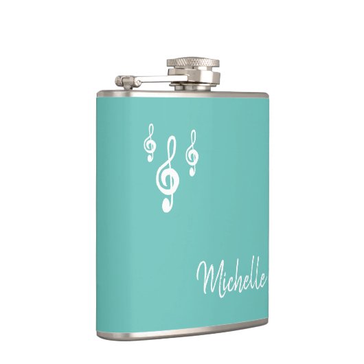 Musical Treble Clef Typography Trendy Blauwgroen G Heupfles (Rechts)