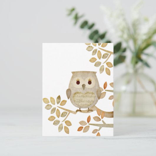 Musical Tree Owl Briefkaart (Staand voorkant)