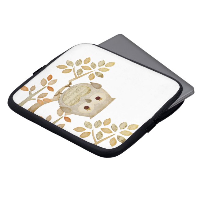 Musical Tree Owl Electronics Bag Laptop Sleeve (Voorkant top)