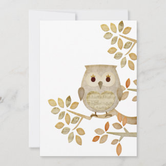 Musical Tree Owl Invitation Kaart