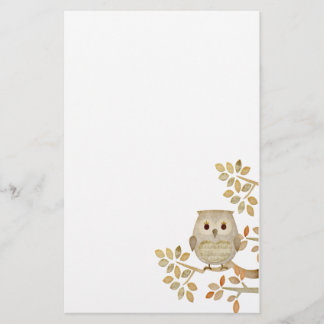 Musical Tree Owl Stationery Briefpapier
