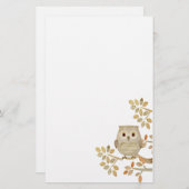 Musical Tree Owl Stationery Briefpapier (Voorkant / Achterkant)