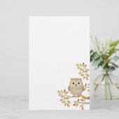 Musical Tree Owl Stationery Briefpapier (Staand voorkant)