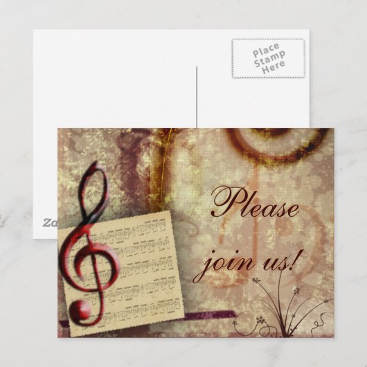 Musical Uitnodiging Briefkaart (Voorkant / Achterkant)