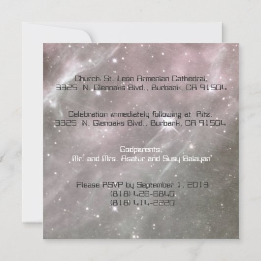 Musical Universe - Baptism Invitation Kaart (Achterkant)