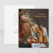 Musical Vaderdag Flowers and violin Bachelier Feestdagenkaart (Voorkant / Achterkant)