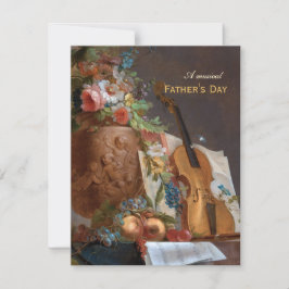 Musical Vaderdag Flowers and violin Bachelier Feestdagenkaart
