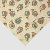 Musical Vintage Kerstmis, French Horns Tissuepapier (Detail)