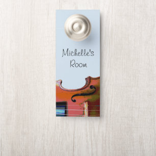 Musical Violin Blue Cute Typography Deurhanger