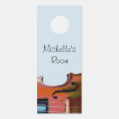 Musical Violin Blue Cute Typography Deurhanger (Voorkant)
