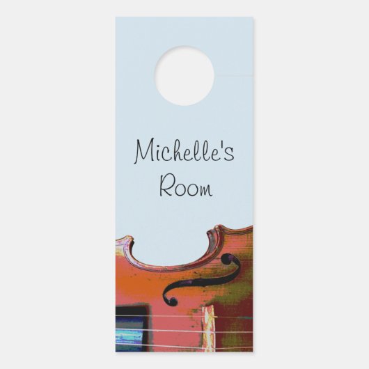Musical Violin Blue Cute Typography Deurhanger (Achterkant)