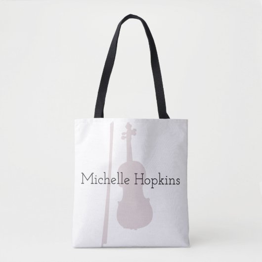 Musical Violin Classical Music Personalized Tote Bag (Voorkant)
