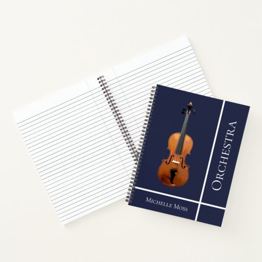 Musical Violin Custom Blue Notitieboek (Binnen)