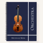 Musical Violin Custom Blue Notitieboek (Voorkant)