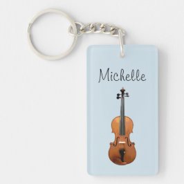 Musical Violin Custom Script Blue Sleutelhanger