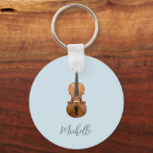 Musical Violin Cute Blue Sleutelhanger (Voorkant)