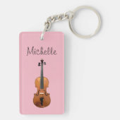 Musical Violin Cute Pink, gepersonaliseerd Sleutelhanger (achterkant)