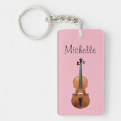 Musical Violin Cute Pink, gepersonaliseerd Sleutelhanger (Voorkant)