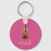 Musical Violin Elegant Pink Sleutelhanger (Voorkant)