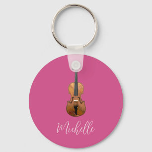 Musical Violin Elegant Pink Sleutelhanger
