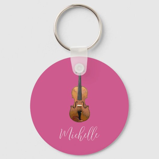 Musical Violin Elegant Pink Sleutelhanger (Voorkant)