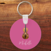 Musical Violin Elegant Pink Sleutelhanger (Voorkant)