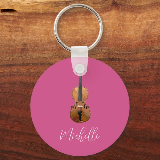 Musical Violin Elegant Pink Sleutelhanger (Voorkant)