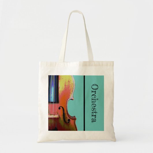 Musical Violin Orchestra Blauwgroen Green Tote Bag (Voorkant)