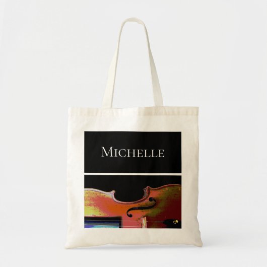 Musical Violin Orchestra Personalized Black White Tote Bag (Voorkant)