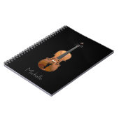 Musical Violin Simple Personalized Black Notitieboek (Linkerzijde)