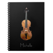 Musical Violin Simple Personalized Black Notitieboek (Voorkant)