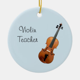 Musical Violin Teacher Cute Blue Keramisch Ornament