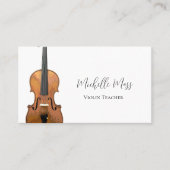 Musical Violin Teacher Elegant Script Visitekaartje (Voorkant)