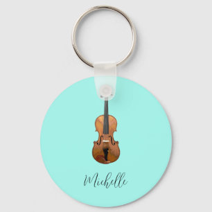Musical Violin Trendy Blauwgroen Green Sleutelhanger